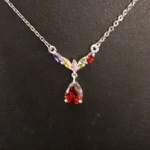 Multi Color Diamond Drop Necklace